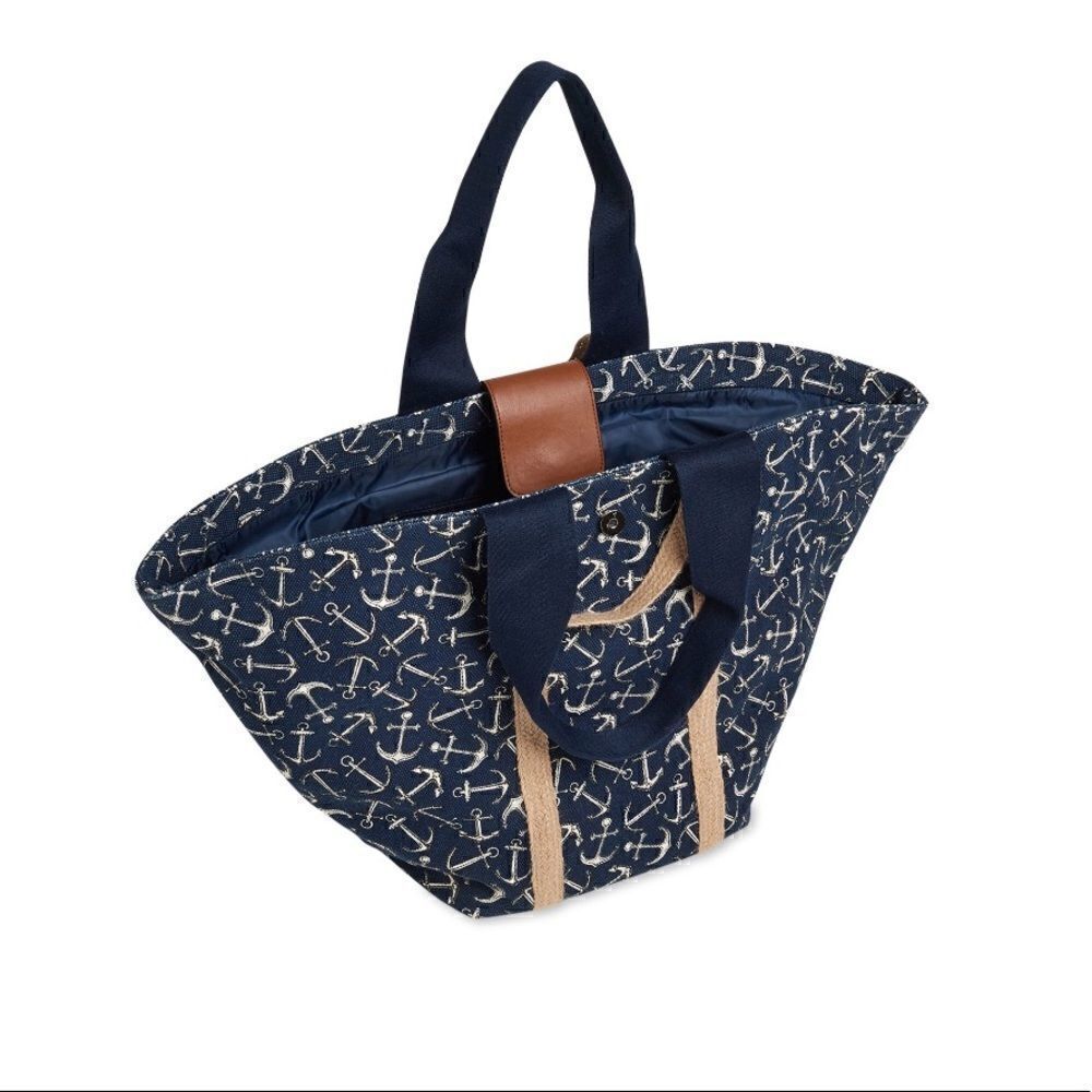 NEW Nautical Anchor Canvas Beach/Travel Tote Bag - Picture 3 of 8
